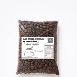 Café criollo despulpado en granos secos (1 kg / 2.2 lb)
