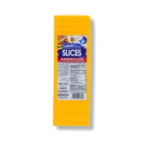 Queso amarrillo americano pasteurizado cheddar en rebanadas Lunchitas (2.27 kg / 5 lb)