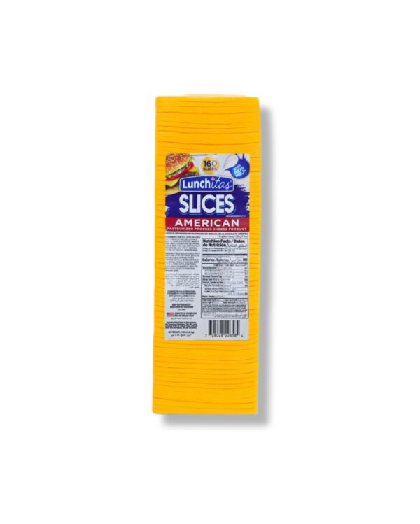 Queso amarrillo americano pasteurizado cheddar en rebanadas Lunchitas (2.27 kg / 5 lb)